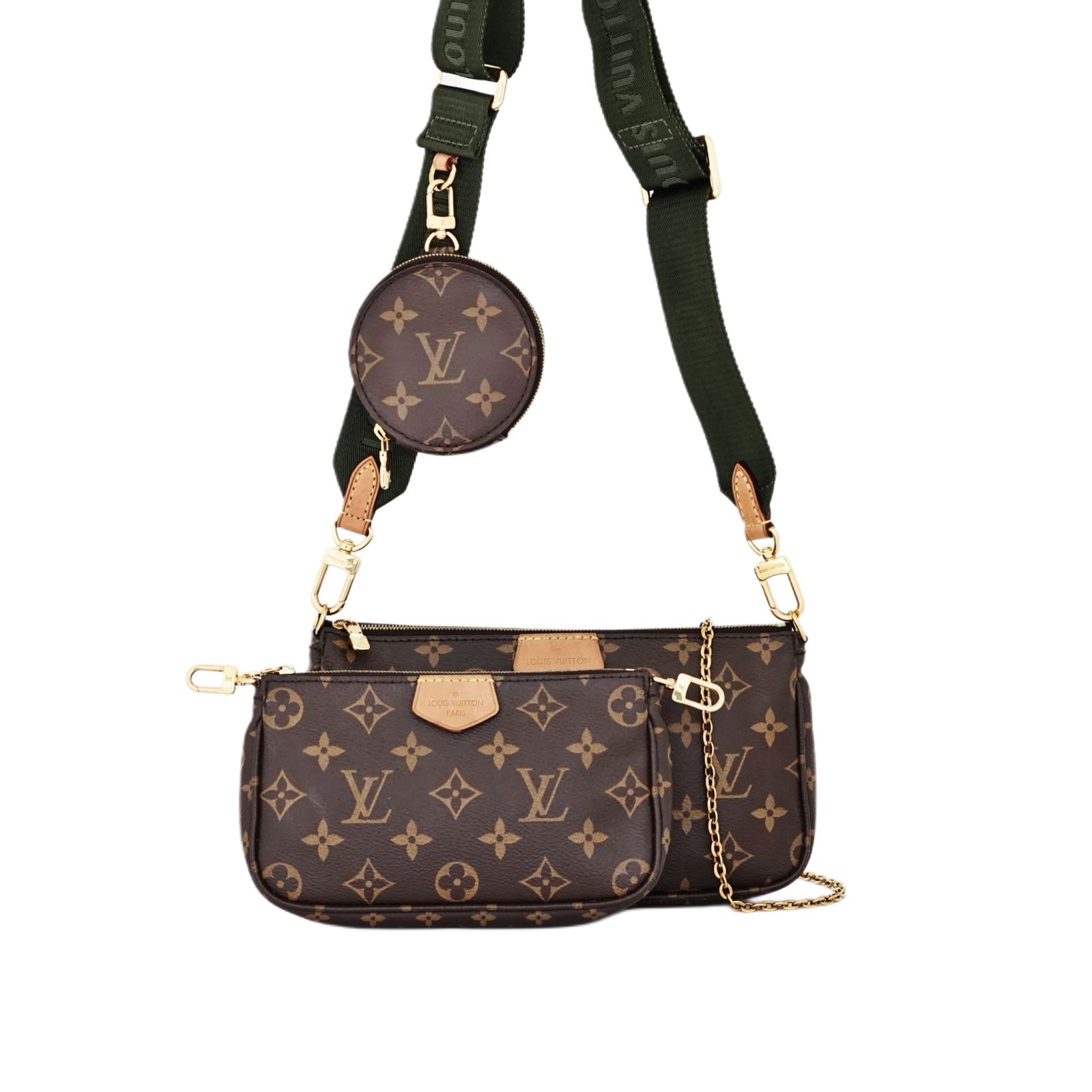 Multi Pochette Monogram Strap Khaki GHW