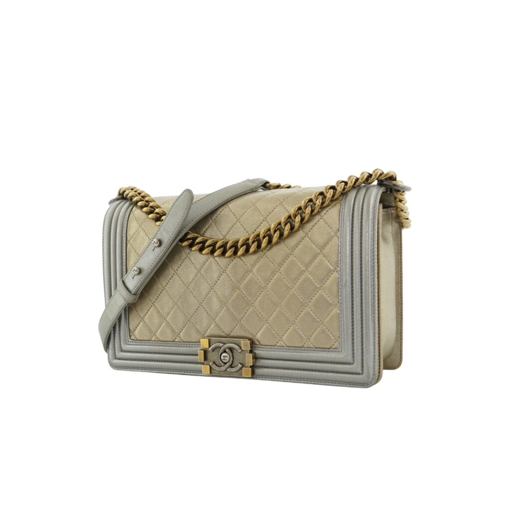 Chanel Boy Medium Silver Gold 2014