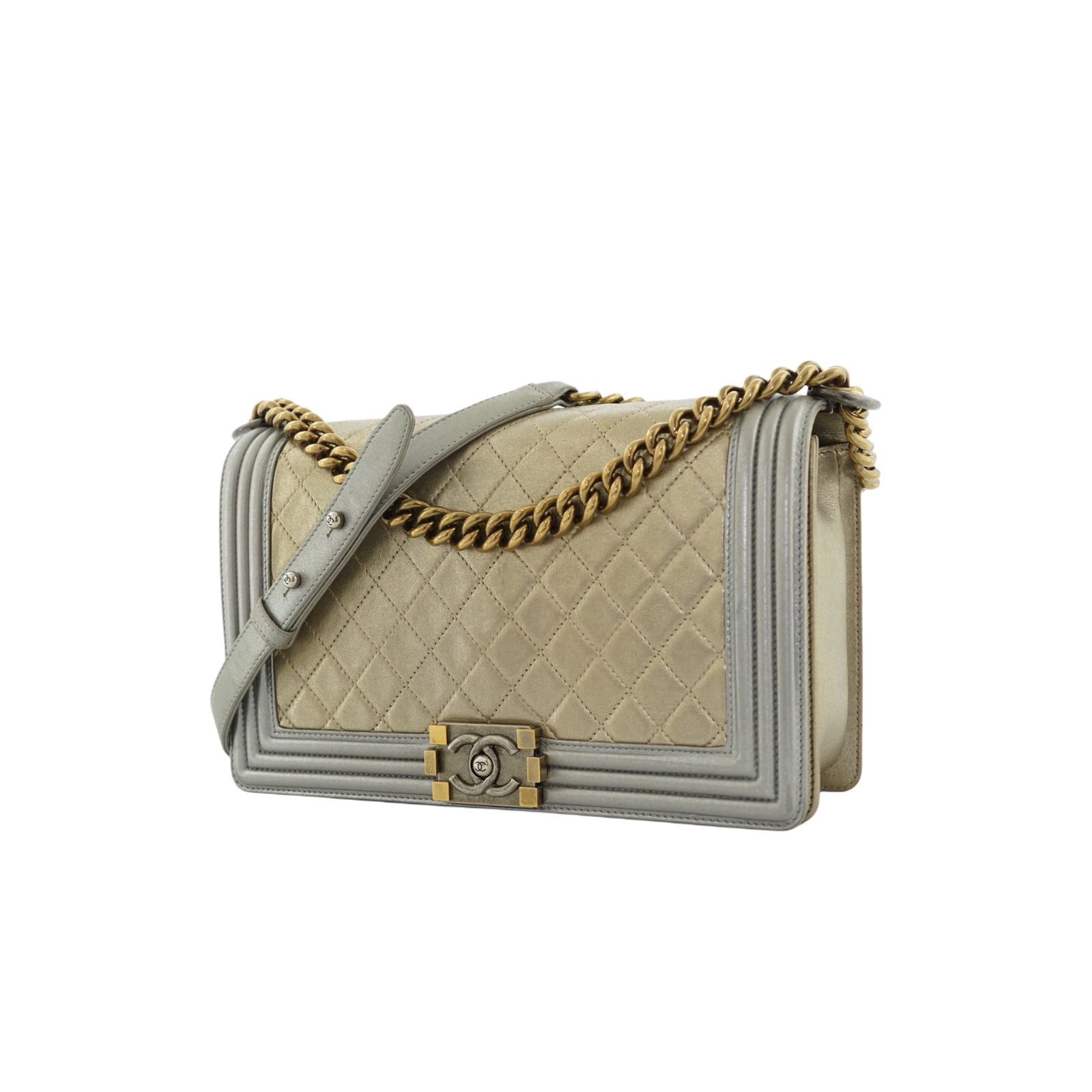 Chanel Boy Medium Silver Gold 2014