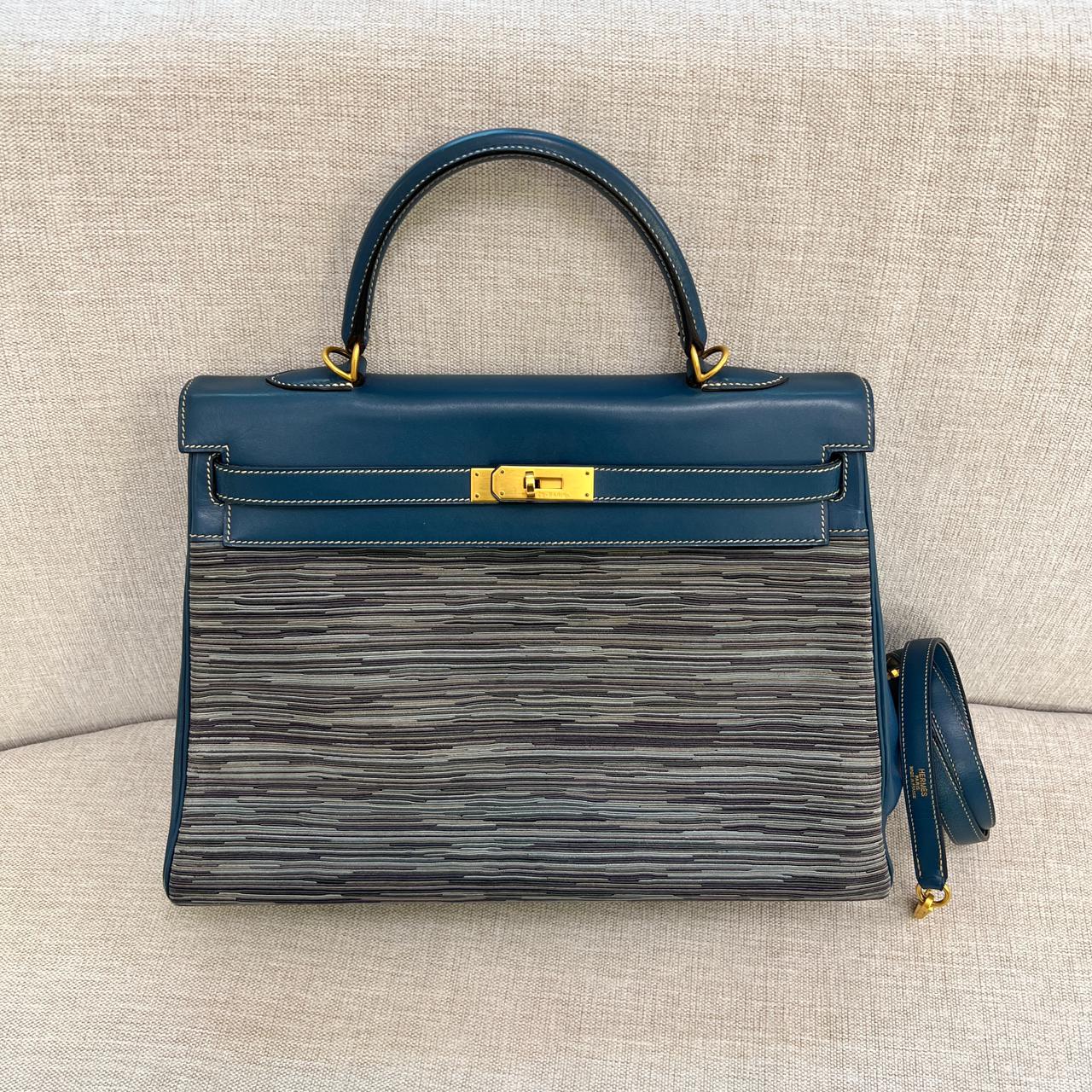 Kelly 35 Box Vibrato Bleu Thalassa GHW