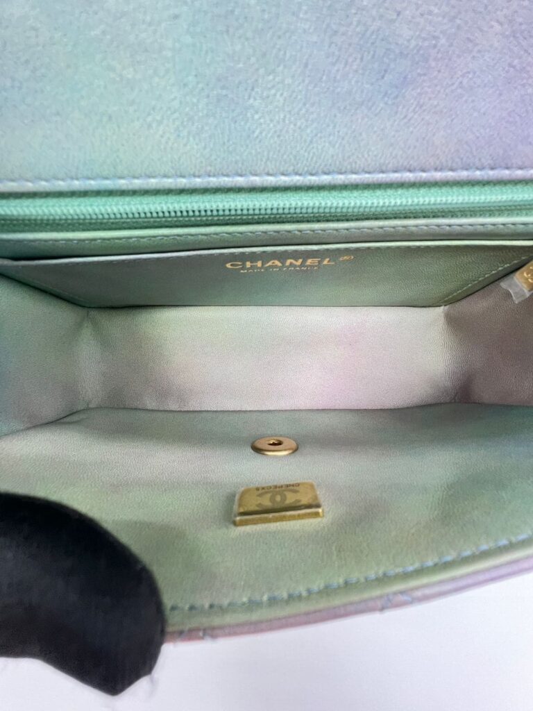 Mini Rectangle Top Handle Ombre Green Lambskin GHW 2022