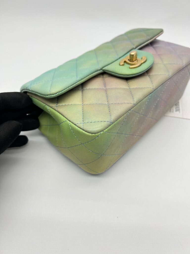 Mini Rectangle Top Handle Ombre Green Lambskin GHW 2022