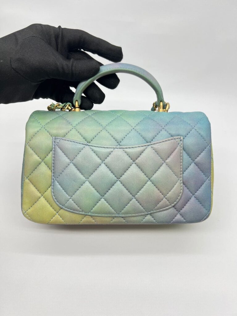 Mini Rectangle Top Handle Ombre Green Lambskin GHW 2022