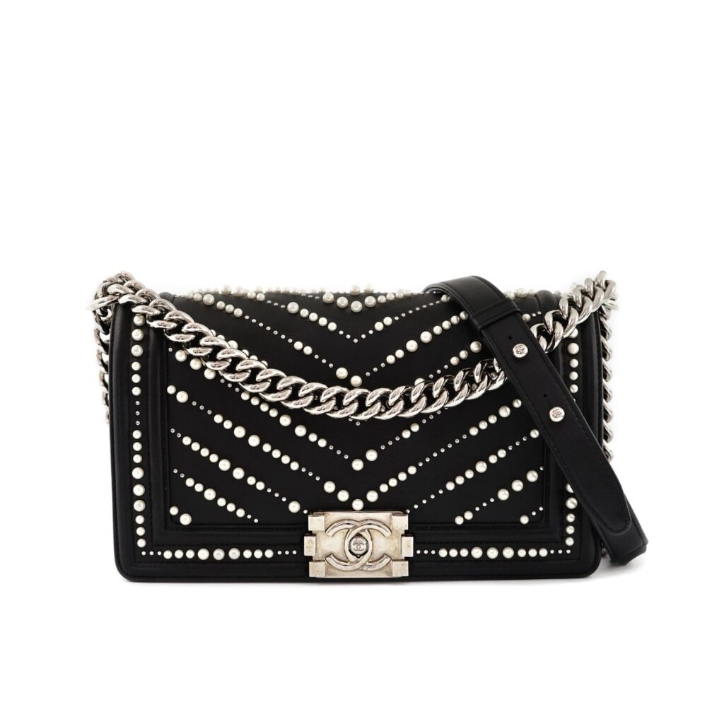 Boy 25 Lambskin Pearl Black SHW