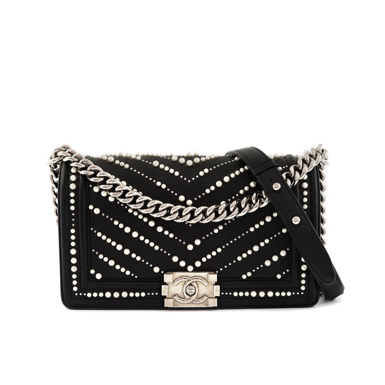 Boy 25 Lambskin Pearl Black SHW