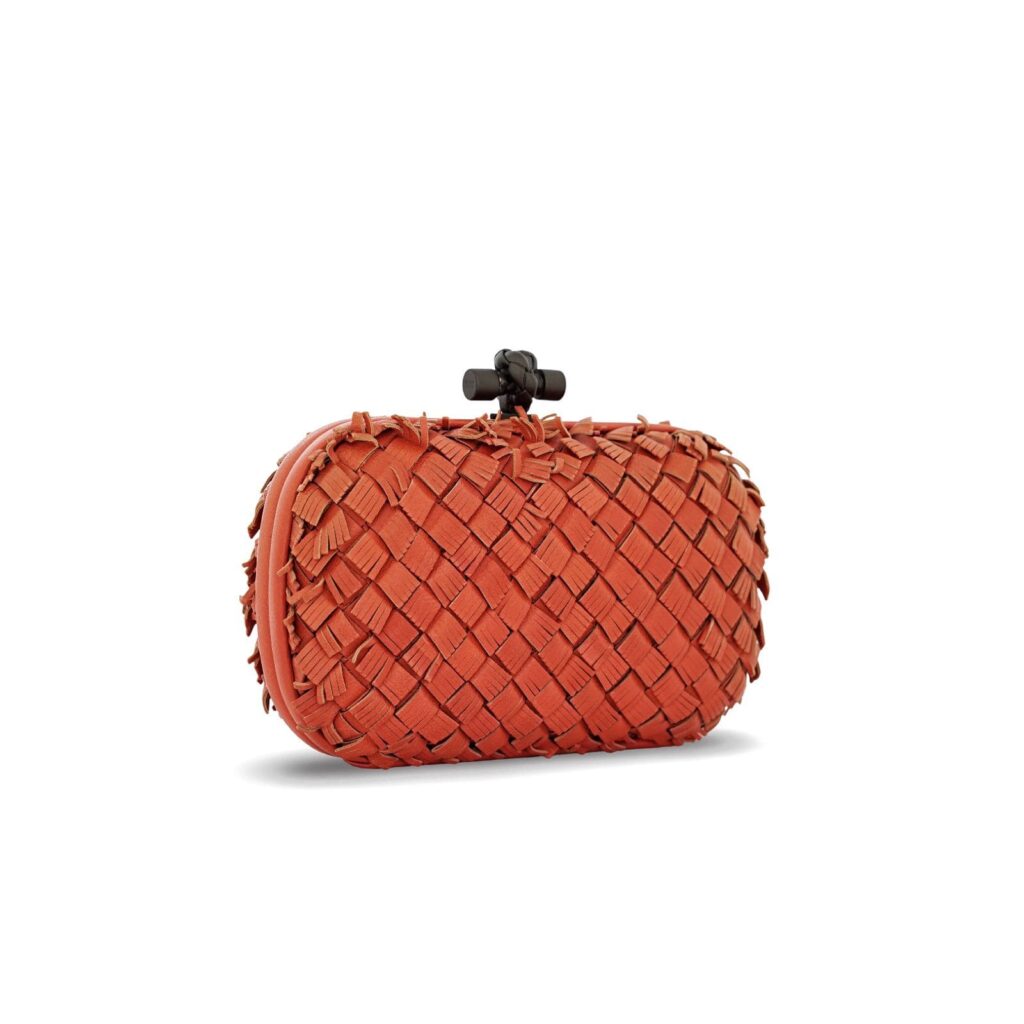 Fringe Knot Clutch Orange Coral