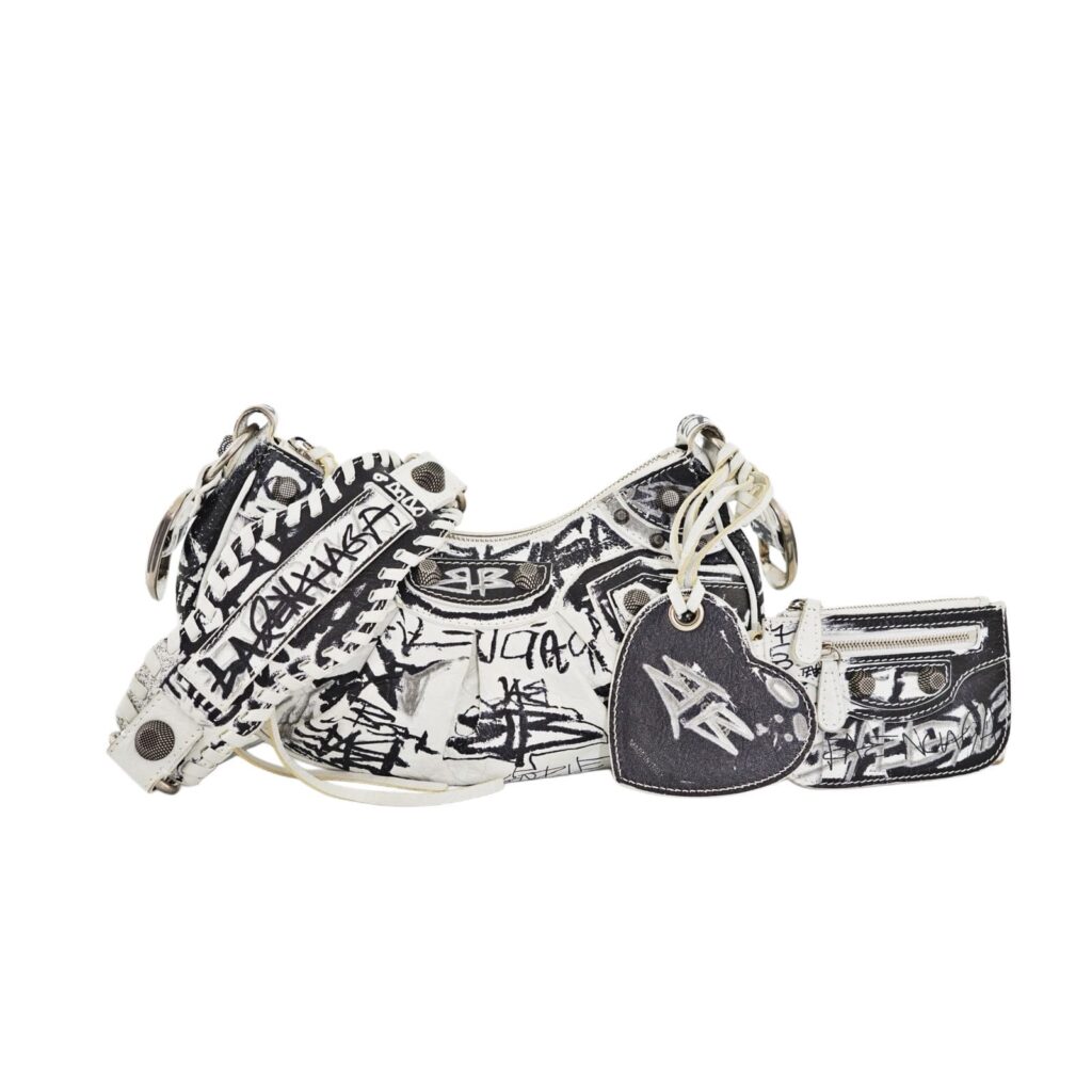 Le Cagole XS Agneau Black White Graffiti SHW