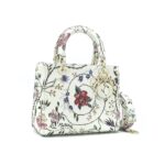 Lady Dior Medium Rosa Mutabilis Embroidered White Multicolor LGHW