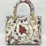 Lady Dior Medium Rosa Mutabilis Embroidered White Multicolor LGHW