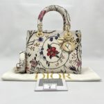 Lady Dior Medium Rosa Mutabilis Embroidered White Multicolor LGHW