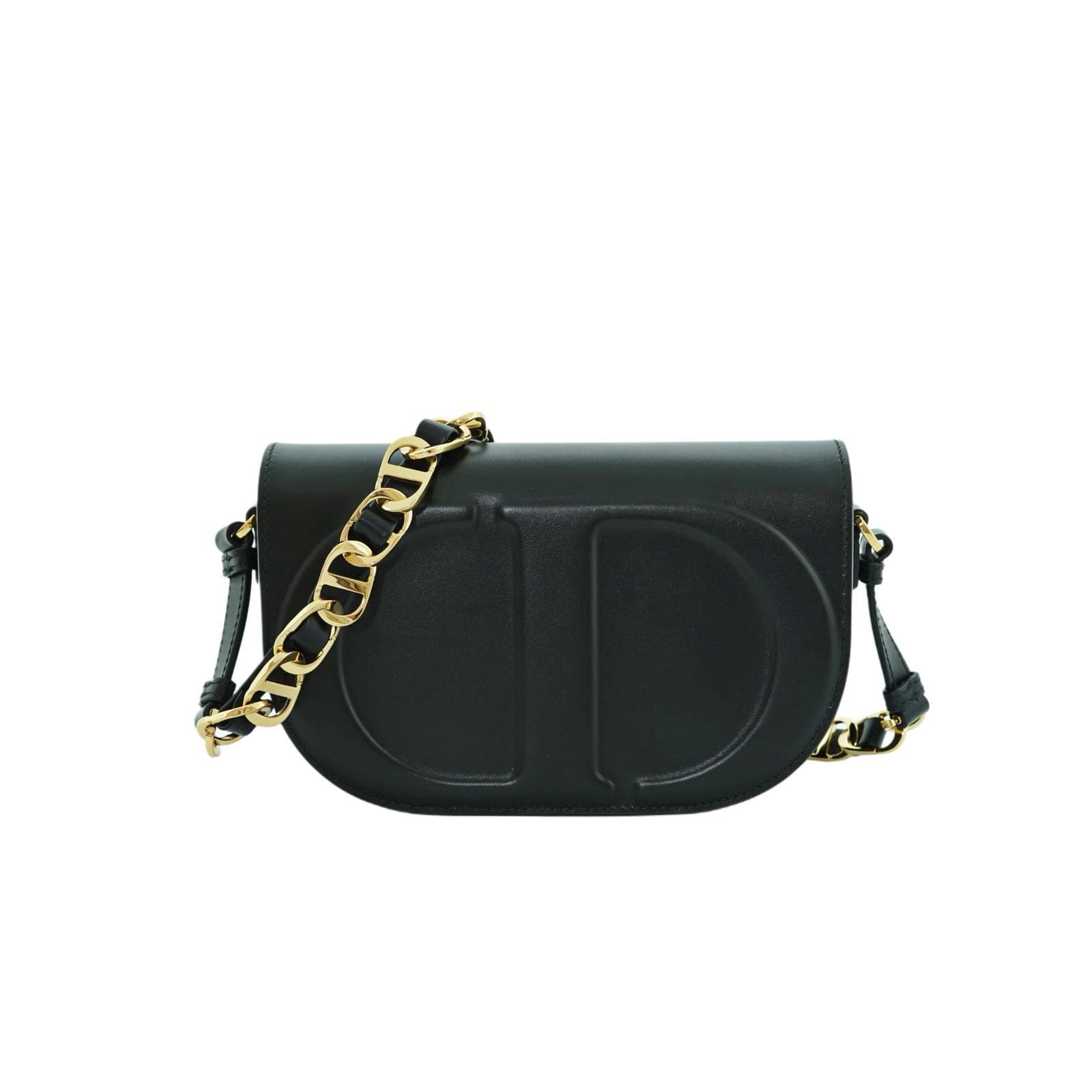 CD Signature Shoulder Bag Smooth Black GHW