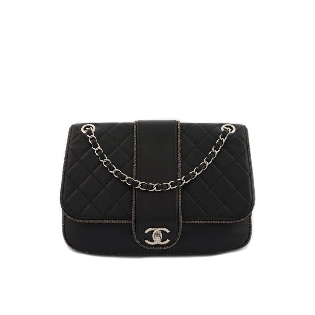 Elementary Chic Flap Tweed Silver Lambskin Black SHW