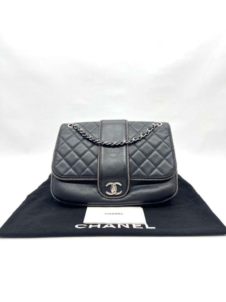 Elementary Chic Flap Tweed Silver Lambskin Black SHW