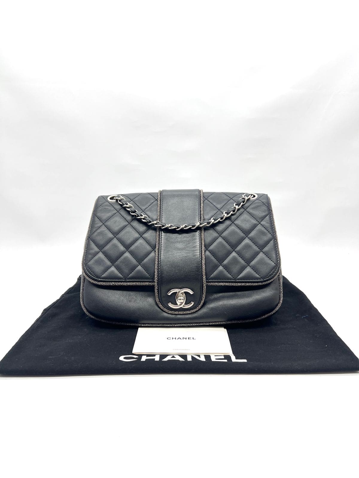 Elementary Chic Flap Tweed Silver Lambskin Black SHW