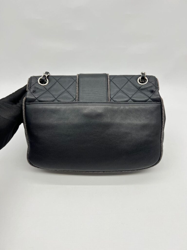 Elementary Chic Flap Tweed Silver Lambskin Black SHW