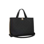 Stitched Large Shopping Tote Black Caviar