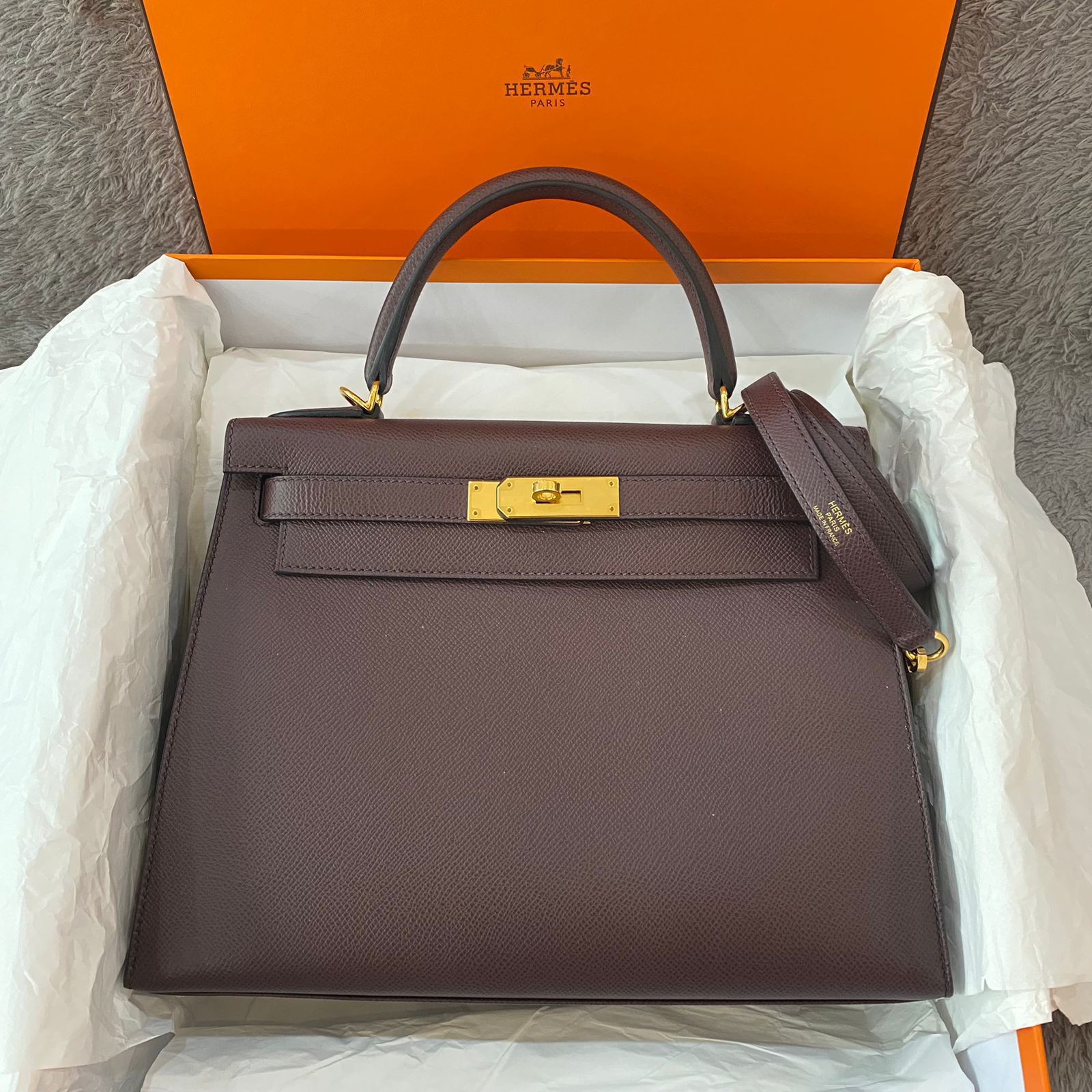 Kelly 28 Epsom Rouge Sellier GHW