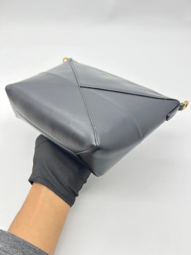 Puzzle Fold Pouch Leather Black GHW