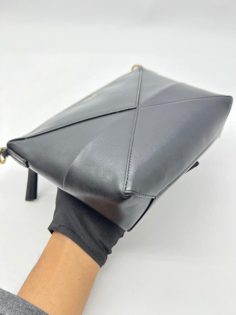 Puzzle Fold Pouch Leather Black GHW