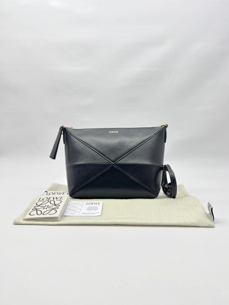 Puzzle Fold Pouch Leather Black GHW