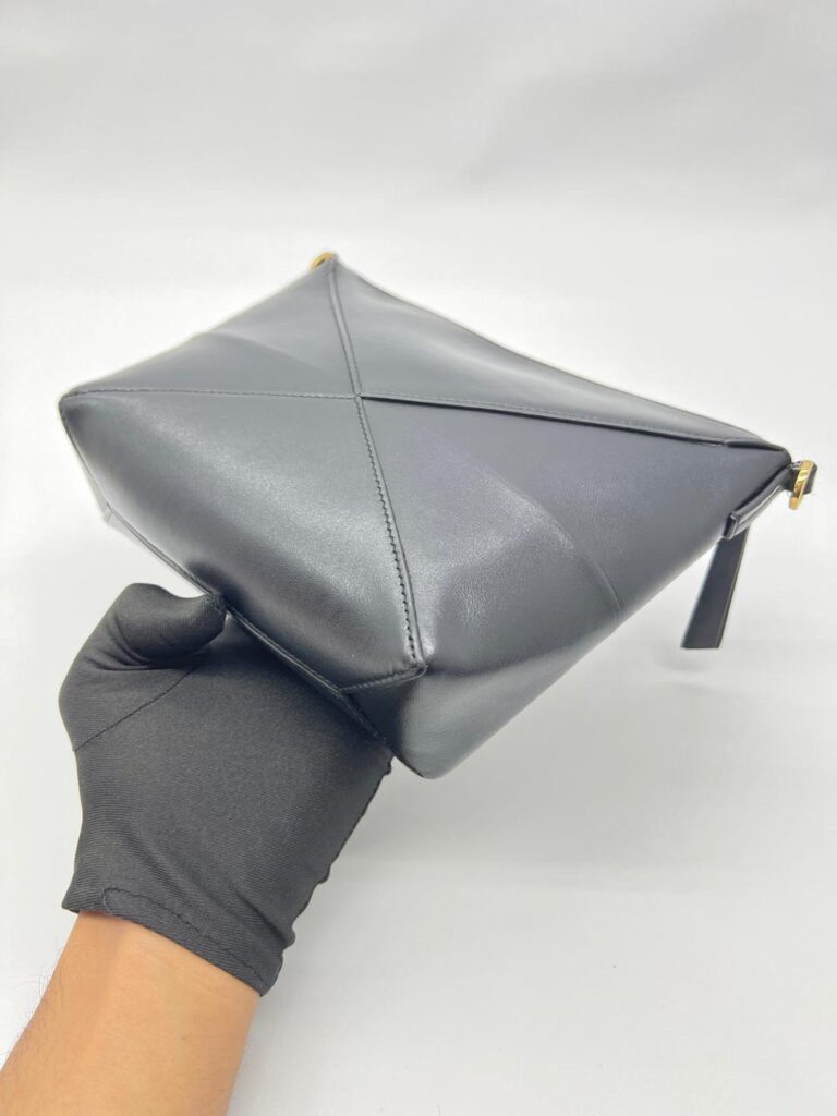 Puzzle Fold Pouch Leather Black GHW