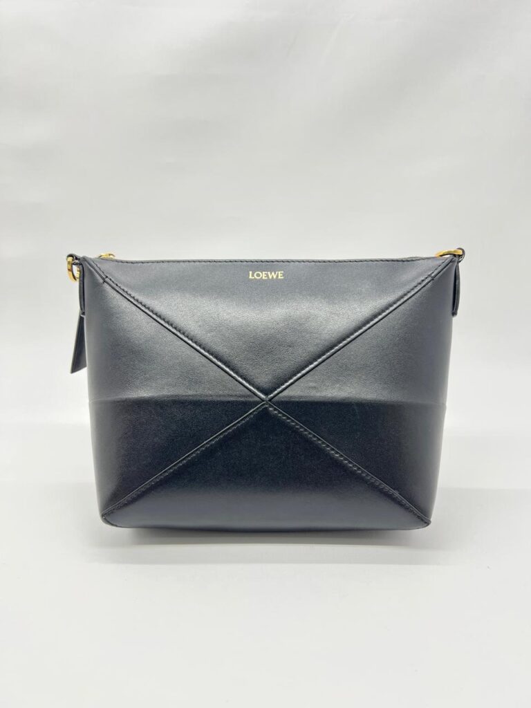 Puzzle Fold Pouch Leather Black GHW