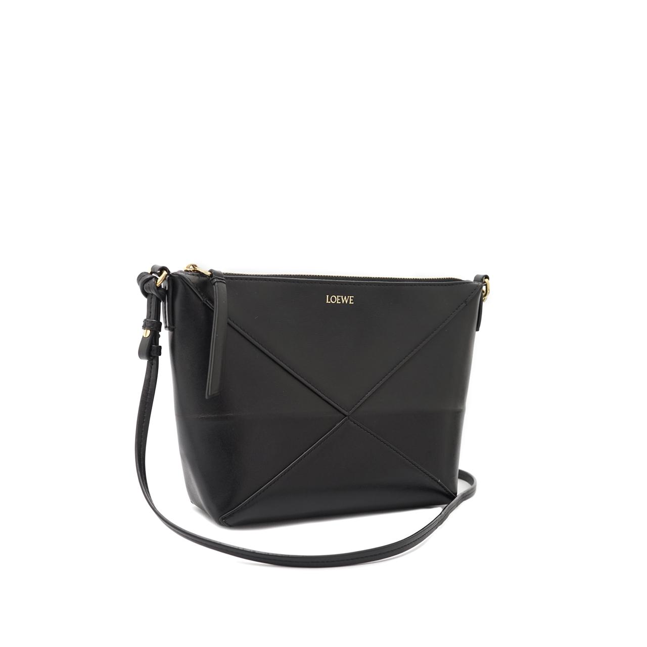 Puzzle Fold Pouch Leather Black GHW