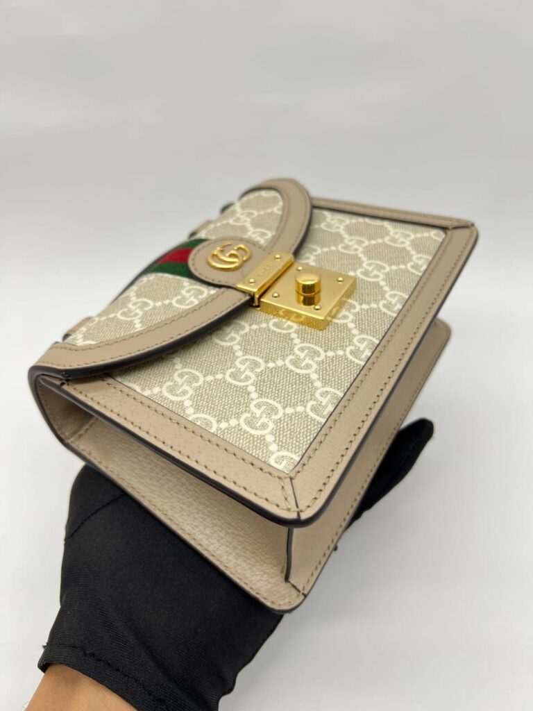 Ophidia Mini Shoulder Bag GG Supreme White Beige GHW