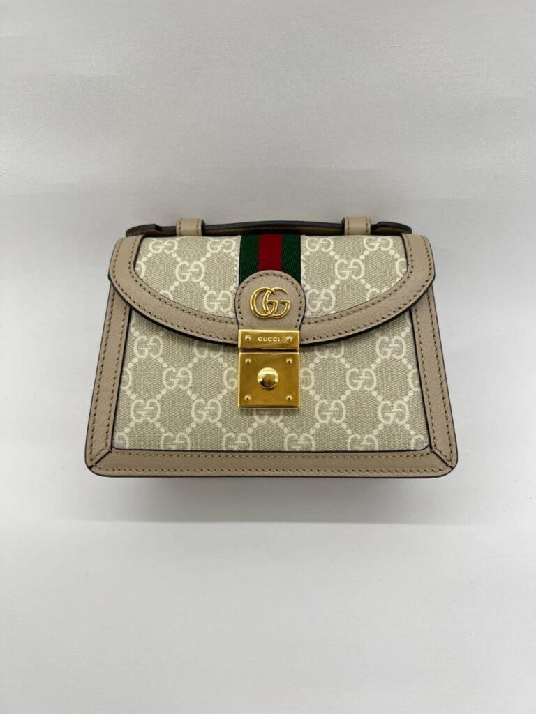 Ophidia Mini Shoulder Bag GG Supreme White Beige GHW