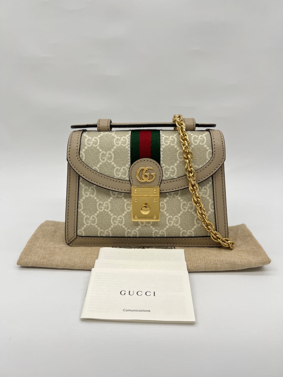 Ophidia Mini Shoulder Bag GG Supreme White Beige GHW