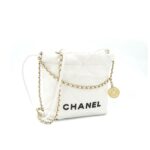 C22 Mini Lambskin White Black Logo GHW