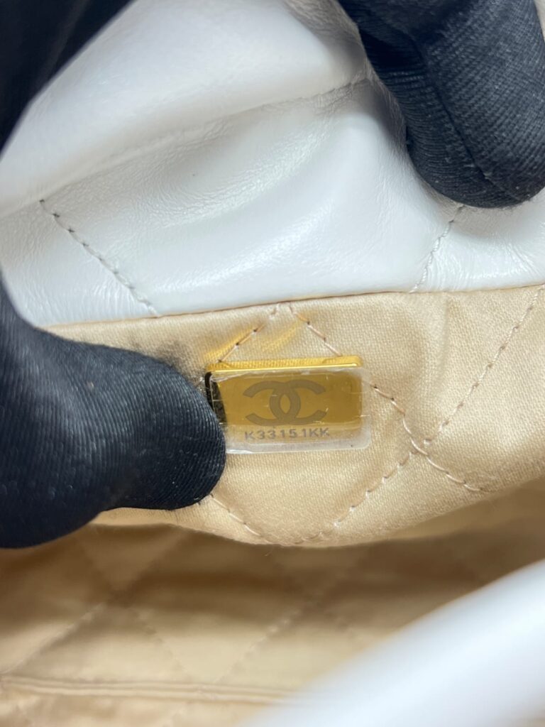 C22 Mini Lambskin White Black Logo GHW