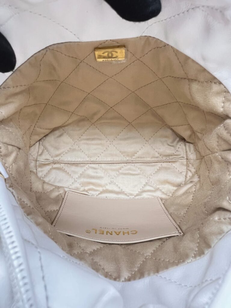 C22 Mini Lambskin White Black Logo GHW