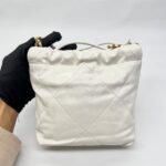 C22 Mini Lambskin White Black Logo GHW