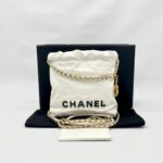 C22 Mini Lambskin White Black Logo GHW