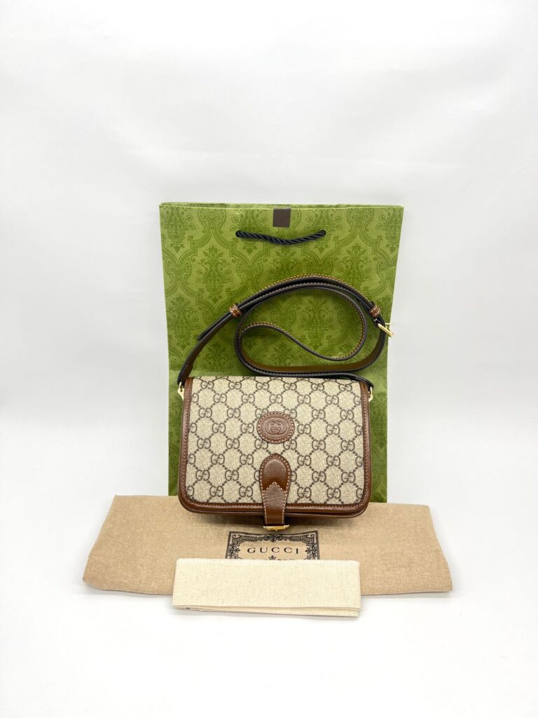 Mini Crossbody Interlocking GG Supreme Brown GHW