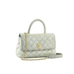 Small Coco Handle Caviar Metallic Silver GHW