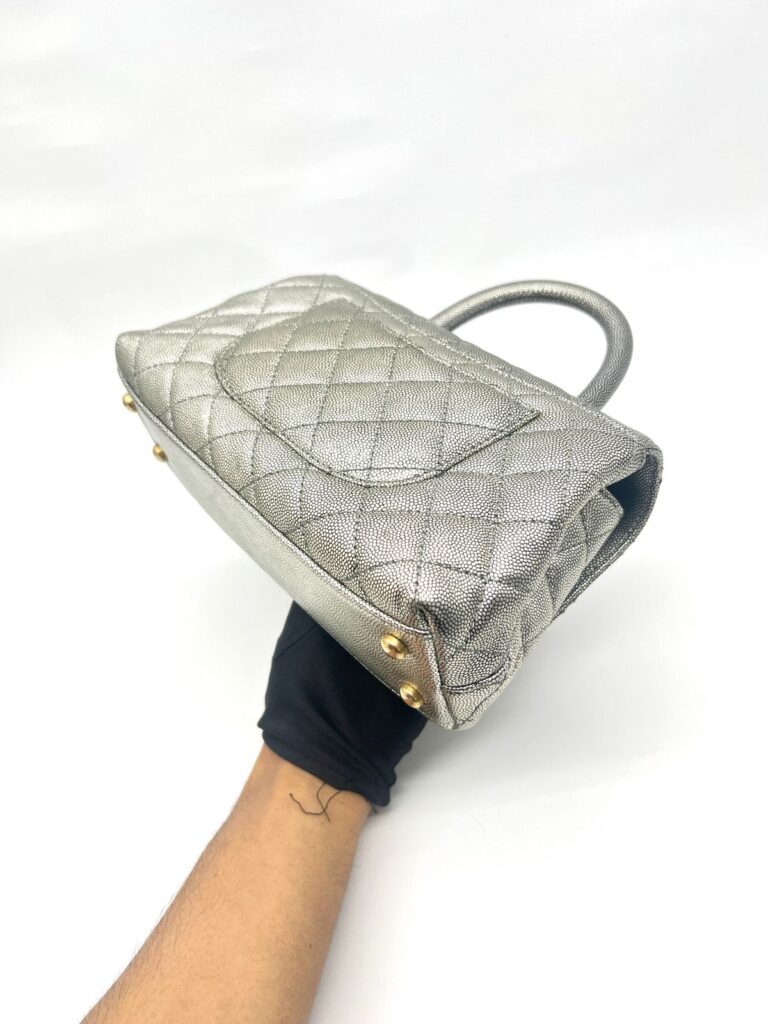 Small Coco Handle Caviar Metallic Silver GHW