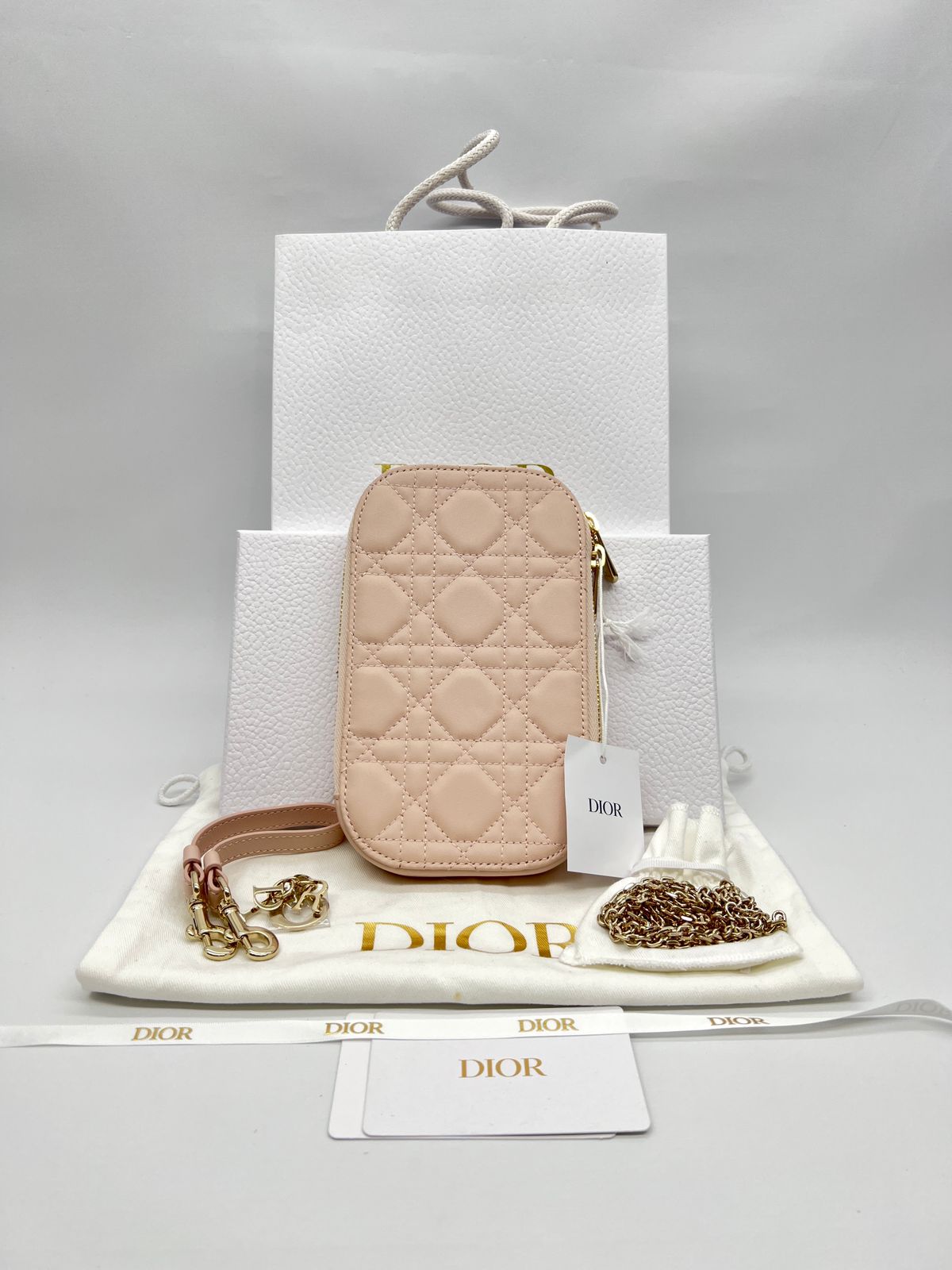 Tech Phone Holder Lambskin Rose Poudre GHW