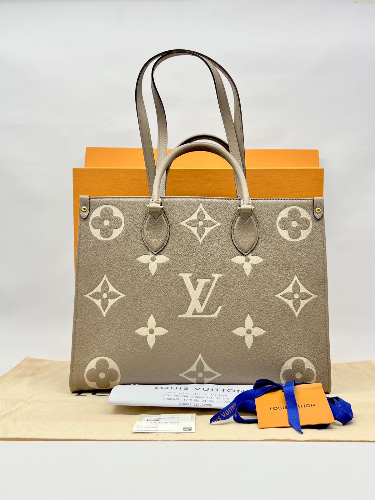 On The Go MM Monogram Empreinte Tourterelle Creme GHW