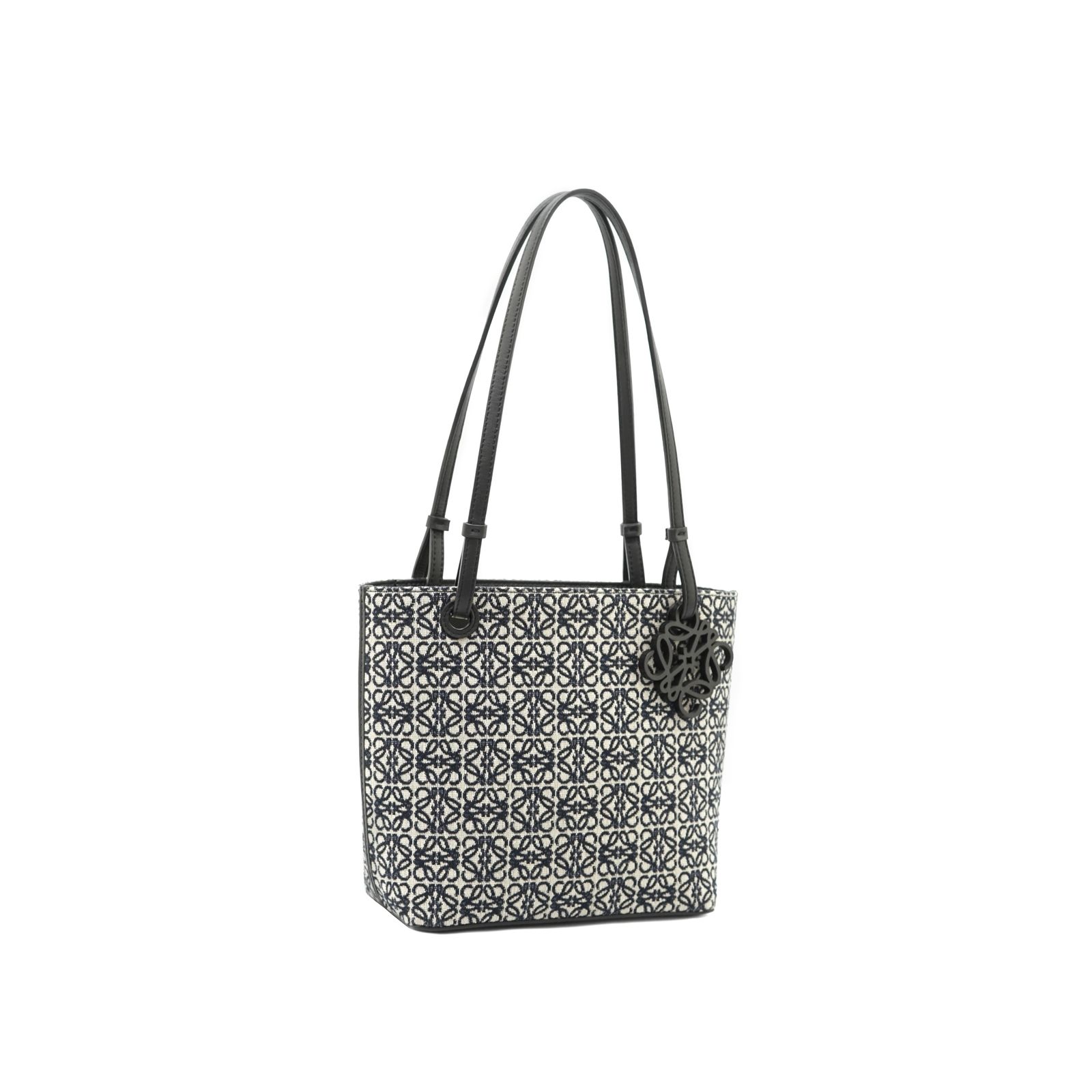 Square Tote Bag Anagram Navy Black