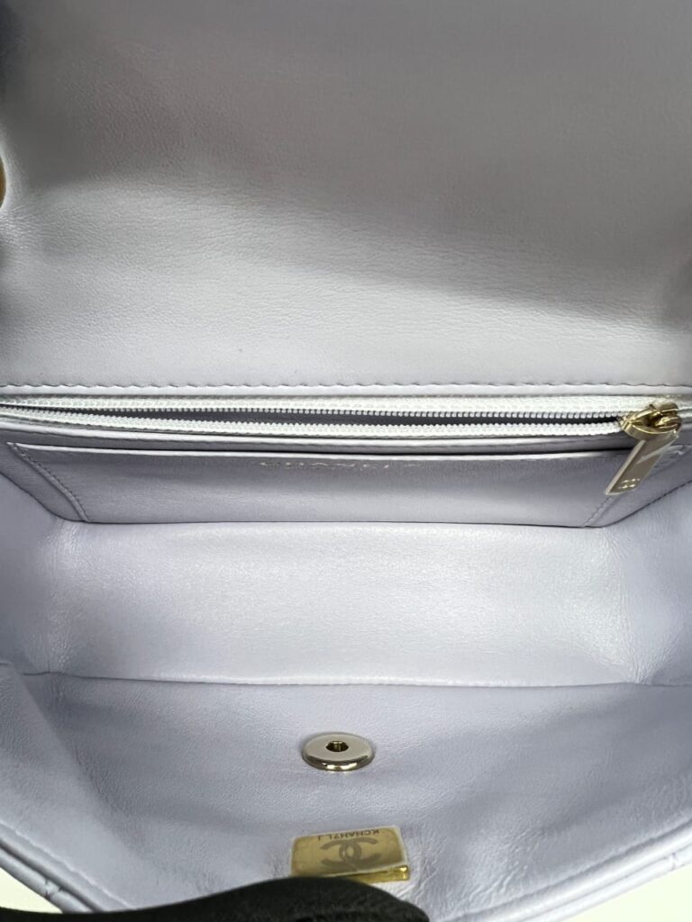 Mini Rectangle Lambskin Light Purple GHW