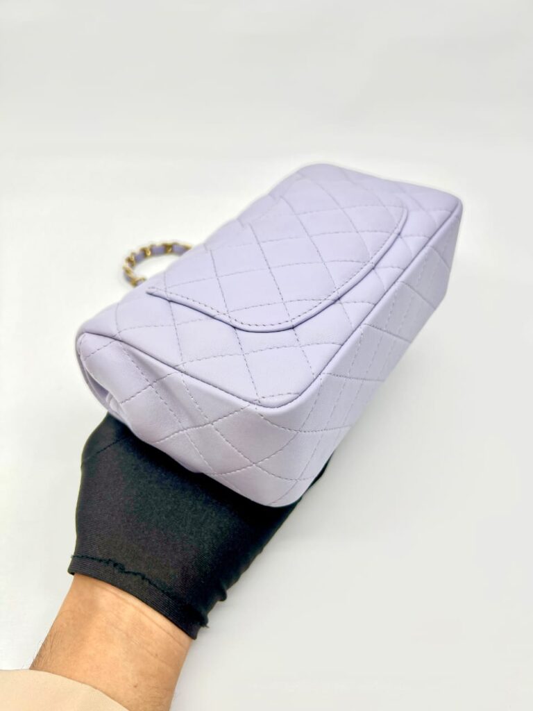 Mini Rectangle Lambskin Light Purple GHW