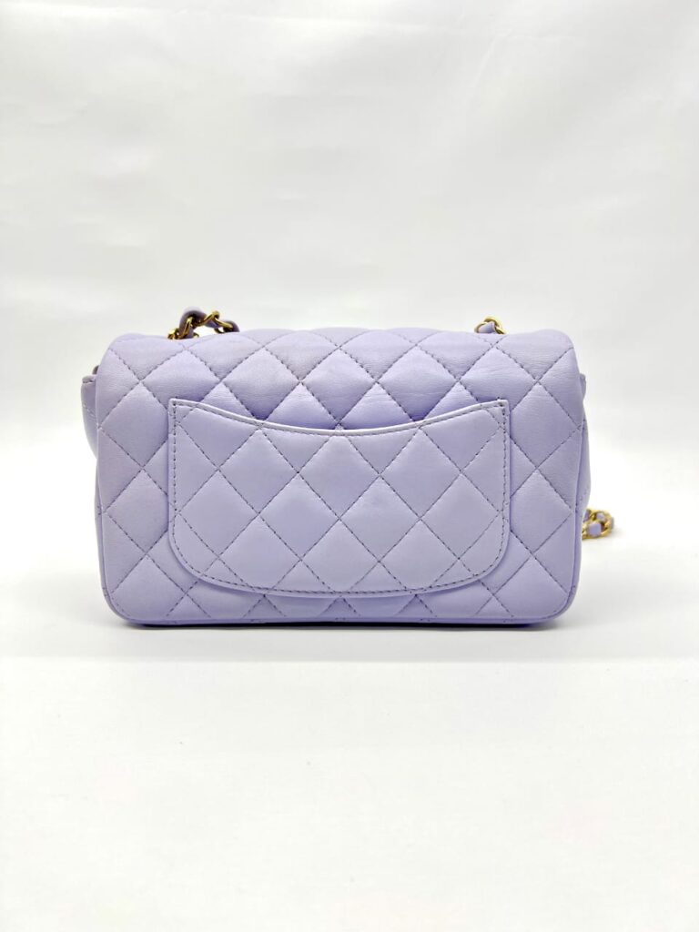 Mini Rectangle Lambskin Light Purple GHW