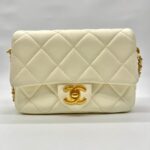 Mini Flap Bag Lambskin White GHW