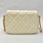 Mini Flap Bag Lambskin White GHW