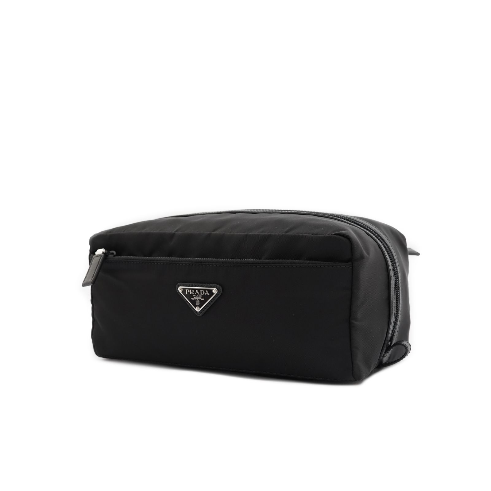Triangle Logo Travel Re-Nylon Saffiano Nero SHW