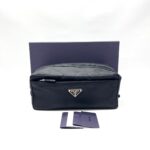 Triangle Logo Travel Re-Nylon Saffiano Nero SHW