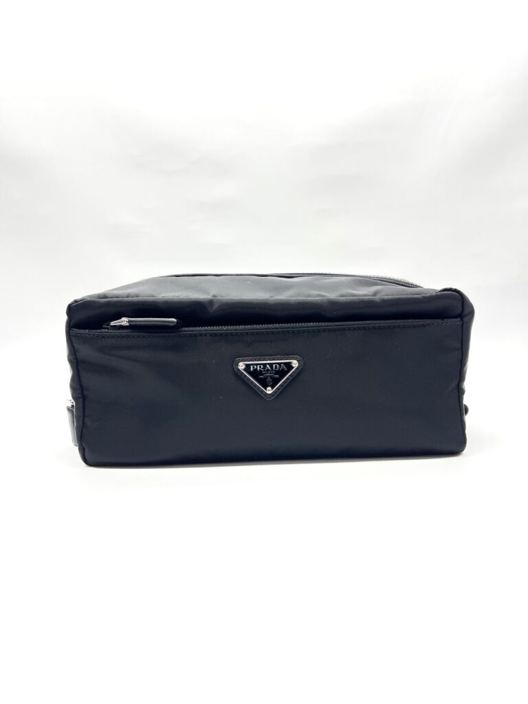 Triangle Logo Travel Re-Nylon Saffiano Nero SHW