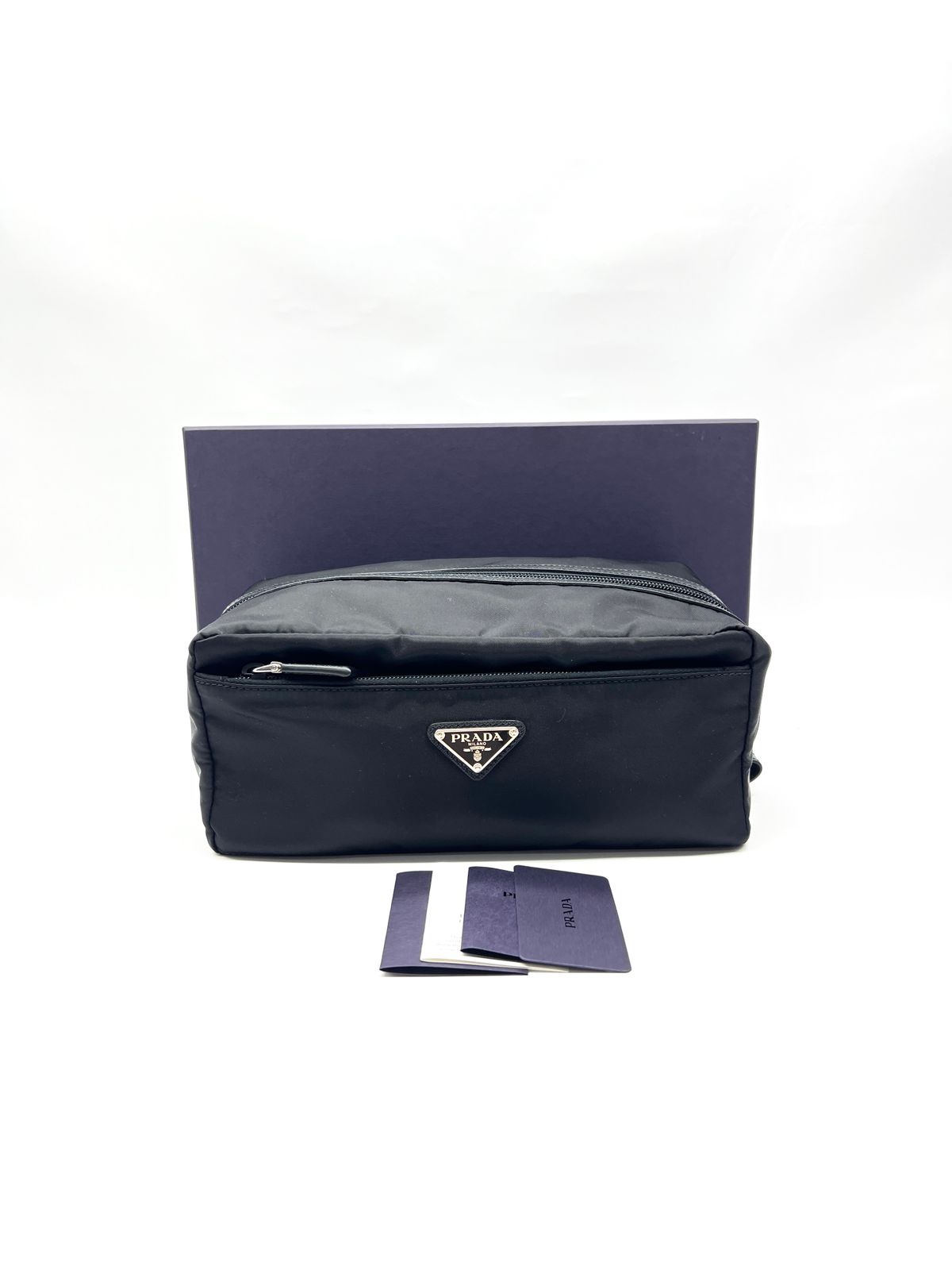 Triangle Logo Travel Re-Nylon Saffiano Nero SHW